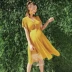 Phụ nữ mang thai mùa hè ăn mặc thời trang mô hình 2018 tính khí mới nóng mẹ lỏng đoạn dài ra ngắn tay thai sản váy váy áo bà bầu mùa hè Áo thai sản