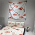 Net đỏ in văn học gió giường tua vải vải Phòng ngủ tường tấm thảm phòng khách trang trí đầu giường vải Tapestry
