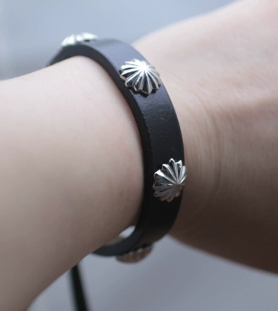 Кожаный серебряный браслет, в стиле панк, стиль, делается под заказ, из натуральной кожи