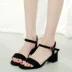 2018 phụ nữ mùa hè mới dép thời trang Hàn Quốc đơn giản và linh hoạt từ khóa dày với ngón chân mở cao gót triều mùa hè