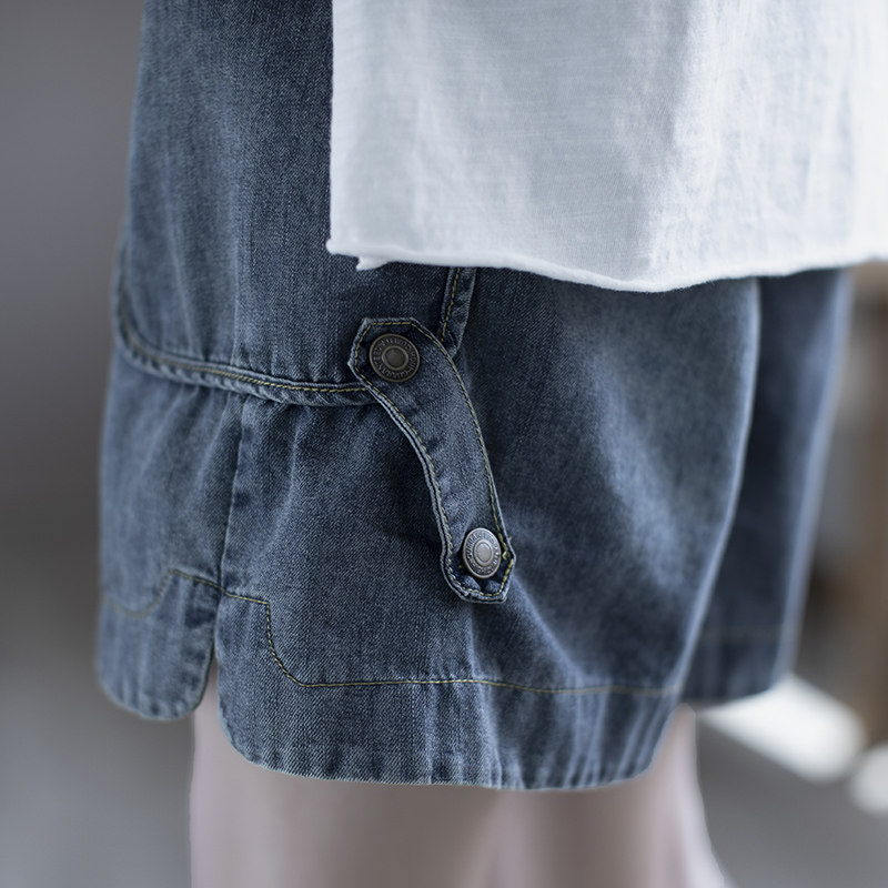 Summer thin jeans, loose women's shorts, casual pants, fashionable straight-leg capri pants, high-waisted mid-length pants, hot pants Specification image