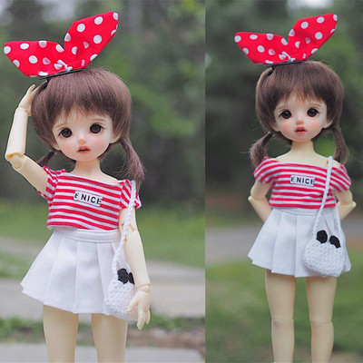 taobao agent Doll, set, short sleeve T-shirt, mini-skirt, headband, scale 1:6
