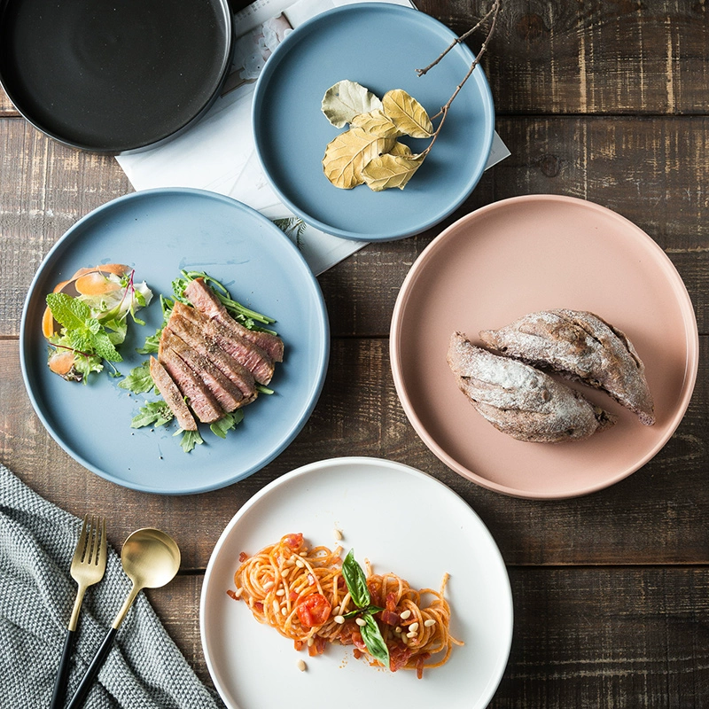 Morandi đĩa gốm màu Bắc Âu in tấm sáng tạo thức ăn phương Tây tấm bít tết nhà ăn tối tấm lưới đỏ bộ đồ ăn - Đồ ăn tối
