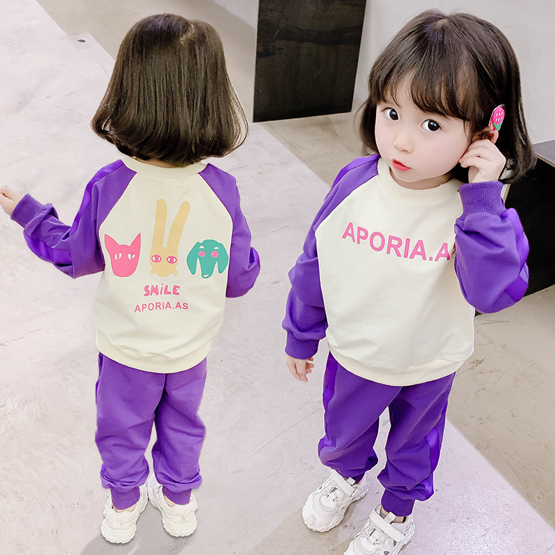 Quần áo bé gái mùa xuân thời trang trẻ em mùa xuân 2020 quần áo thể thao mới quần áo trẻ em gái lưới màu đỏ phù hợp với phong cách nước ngoài - Phù hợp với trẻ em