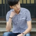 Mùa hè mới nam phổ biến áo sơ mi ngắn tay thanh niên thời trang giản dị áo sơ mi mỏng phiên bản Hàn Quốc của áo sọc - Áo