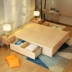 Gỗ rắn tatami không có giường giường khung gỗ sồi 1.5 m 1.8 trẻ em Nhật Bản giường ngắn khách sạn căn hộ cao hộp lưu trữ
