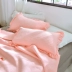 Màu rắn rửa bông giường bao gồm ba mảnh Hàn Quốc giường bao gồm duy nhất mảnh chần bông tấm người đàn ông quilt giường bìa ga giường cưới Trải giường