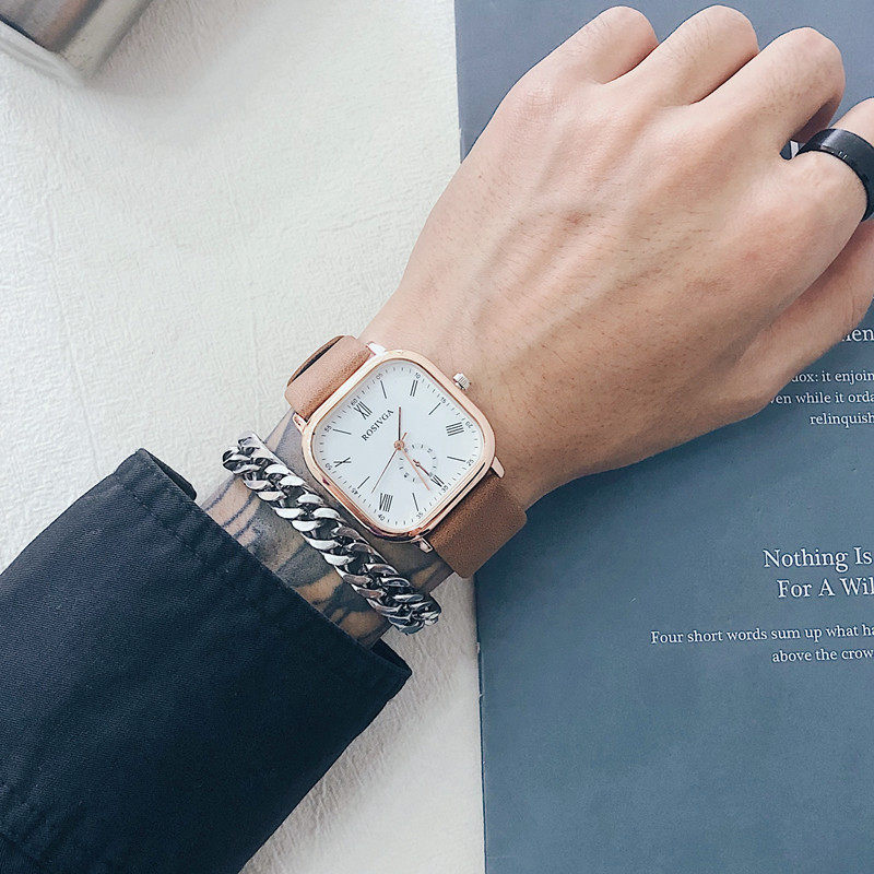 Student Male 2023 New Junior High School Trend Simple Youth Square Belt Quartz Men's Watch_voghion.com