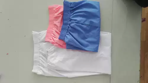 Белые рабочие синие штаны для работы