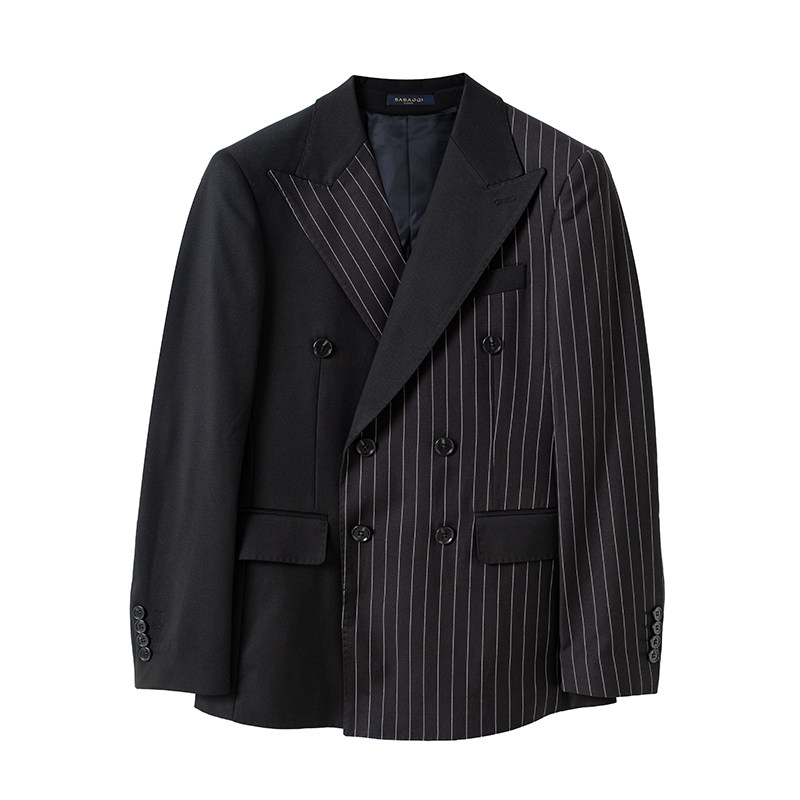 Men's Stripe Suit British Style Double Breasted Retro Blazer