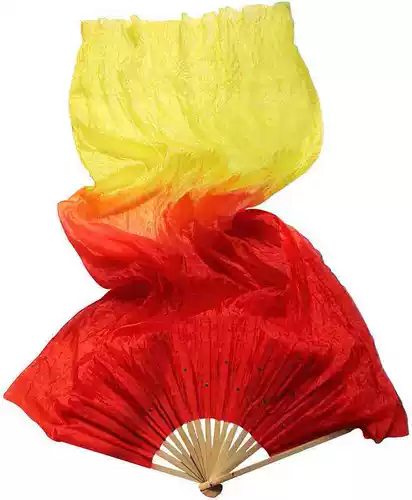 Поклонник танца -расширенный фанат Yangge Трехколорные фанаты градиента, фанат Dance Dance Dance Long Silk Square