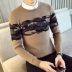 Đàn ông Hàn Quốc văn học mùa đông tươi mới thêu áo len ngụy trang đường phố lạc đà retro giản dị giản dị - Áo len thể thao / dòng may
