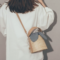 Соломенная пляжная сумка через плечо, портативное ведро, коллекция 2023, в корейском стиле