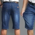 Mùa hè quần short denim co giãn nam cộng với phân bón XL nam năm quần siêu mỏng bảy quần - Quần jean Quần jean