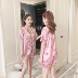 Mẹ và con gái đồ ngủ mỏng ngắn tay mới mùa hè trẻ em ladies XL trai băng lụa cha mẹ và con dịch vụ nhà phù hợp với pijama trẻ em Cha mẹ và con