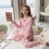 Sinh viên Hàn Quốc tươi modal cotton bộ đồ ngủ nữ mùa thu quần dài tay hai mảnh phù hợp với dịch vụ nhà mỏng bộ đồ ngủ Bộ Pajama
