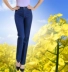 2018 xuân hè mới quần jeans trung niên nữ eo cao cỡ lớn quần ống suông thẳng co giãn trung niên quần mẹ áo khoác nữ de thương Cộng với kích thước quần áo