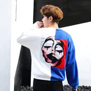 Guochao cao đường phố nam dài tay T-Shirt chú hề in ấn vá thêu áo len Hàn Quốc phiên bản của triều thương hiệu người yêu tuổi teen