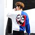 Guochao cao đường phố nam dài tay T-Shirt chú hề in ấn vá thêu áo len Hàn Quốc phiên bản của triều thương hiệu người yêu tuổi teen Cặp đôi áo len