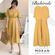 MORAN Hàn Quốc chic trường gió eo belt với eo mỏng điểm đầm voan trong phần dài của các cô gái tim mùa hè