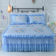Châu âu-phong cách cao cấp băng lụa mat ba mảnh bộ giường lụa váy điều hòa không khí mat có thể giặt gấp đôi trải giường mùa hè