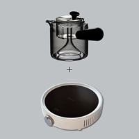 Маленькая стальная пушка электрическая керамическая печь Белая+Паровой горшок