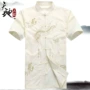 Trung niên và cũ Tang phù hợp với nam giới mùa hè ngắn tay áo sơ mi Trung Quốc áo trang phục quốc gia Trung Quốc phong cách áo sơ mi ông nội tải shop ban do dan toc