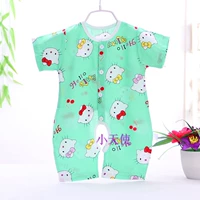 Хлопковый комбинезон с короткими рукавами кошачий зеленый