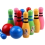 Trẻ em lớn của rắn màu gỗ bowling bé câu đố thể thao đồ chơi thiết lập trong nhà và ngoài trời 1-3 tuổi mua bóng bowling