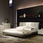 Bắc Âu đơn giản hiện đại giường da 1,5m1,8 m đôi căn hộ nhỏ bằng gỗ rắn lưu trữ giường ngủ chính - Giường