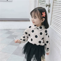 Phiên bản Hàn Quốc của bé gái sơ mi dài tay nữ ngoại quốc chấm bi cotton 1-2-3-4-5-6 tuổi áo trẻ em - Áo sơ mi áo sơ mi trắng bé gái