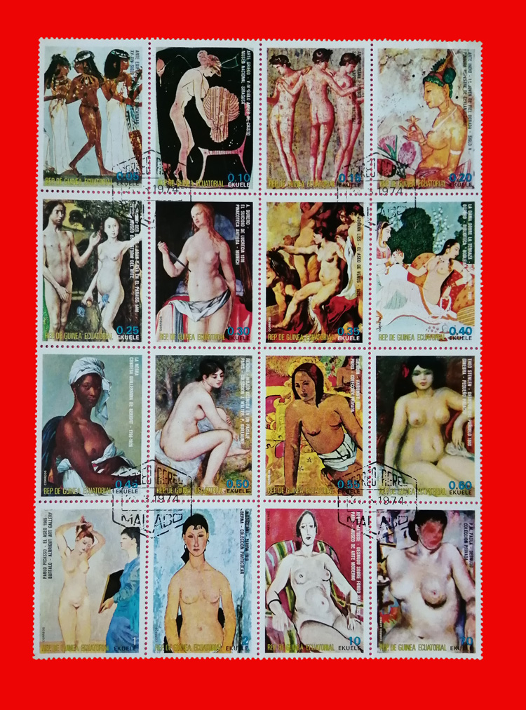 Foreign Stamps 1454 Ecuador Dordor 1974 The art of painting art from all over the world 16 Full Block Sales Products