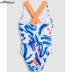 Áo tắm một mảnh của NEXT Girls 2019 Summer Big Boy White Blue Graffiti Spa (3-16 tuổi) - Đồ bơi trẻ em quần bơi bé trai Đồ bơi trẻ em