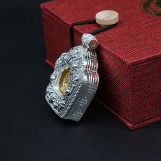 Ожерелье четки 喇荣•地藏嘎乌盒 纯银999 尼泊尔手工制作 精美吊坠噶乌盒