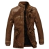 Mùa đông nam phần dài cộng với nhung da Châu Âu và Mỹ retro da áo gió áo khoác thanh niên rửa đầu máy PU leather jacket triều