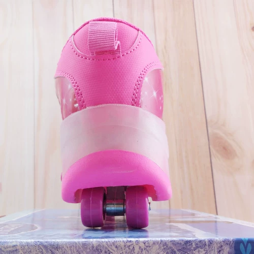 Детский мультяшный двухрядный трансформер на четырех колесах подходит для мужчин и женщин, коньки, дорожная версия