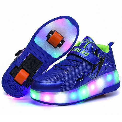 Ультра -светлые двухветровые светодиодные туфли для ходьбы, детские мальчики с лампами, светящиеся девочки взрослые студенты, взрывающие туфли с колесами