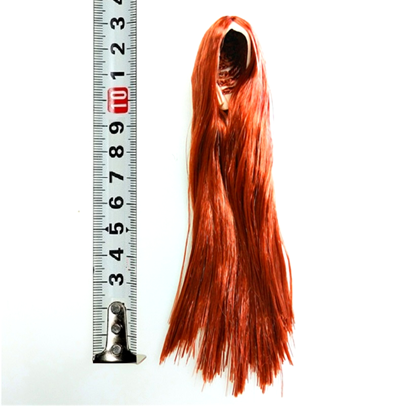 1 Long Straight Brown1 / 6 Man soldier female Head carving Hair cover Wigs fit ymtoysgactoyskumik1 : 6 female Head carving change head