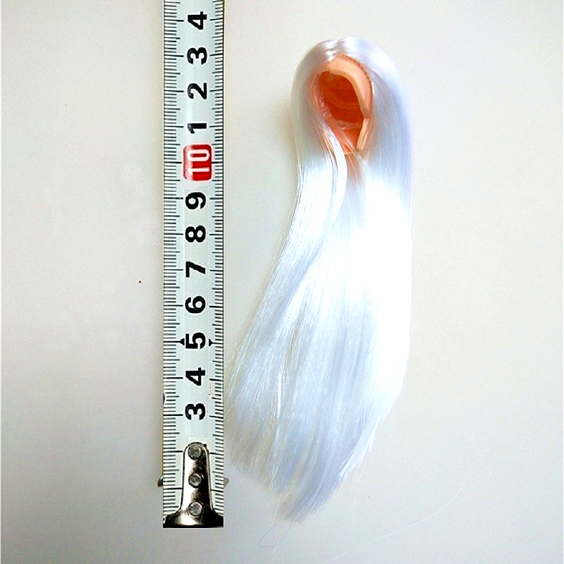 5 Long Straight Hair, Light Silver White1 / 6 Man soldier female Head carving Hair cover Wigs fit ymtoysgactoyskumik1 : 6 female Head carving change head