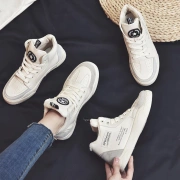 Giày cao gót nữ 2018 mới mùa thu Hàn Quốc của đôi giày nhỏ màu trắng hoang dã Gaobang cộng với đôi giày thể thao nhung mùa đông giản dị