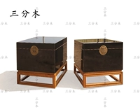 Mới Trung Quốc gỗ đầu giường bàn hiện đại nhỏ đầu giường bàn trà tủ lưu trữ phòng ngủ nhỏ màu đen - Cái hộp thùng gỗ