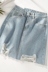 Chị em câu chuyện 2018 mùa hè mới eo cao lỗ denim váy nữ Một từ túi hip váy 6601-12 chân váy chữ a công sở đẹp Váy
