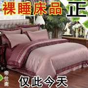 Cao cấp châu Âu lưới màu đỏ cotton thêu satin jacquard bốn mảnh set 1.8 2.0m cotton bed quilt quilt cover - Bộ đồ giường bốn mảnh