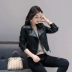 Phụ nữ da nhỏ của áo khoác ngắn Hàn Quốc Slim mỏng của phụ nữ áo khoác da giả da cừu cao eo siêu ngắn áo khoác áo da xịn Quần áo da