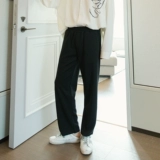Трикотажные трендовые повседневные брюки, штаны, свободный прямой крой, в корейском стиле