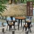 Bộ bàn ghế ngoài trời kết hợp bộ dụng cụ Starbucks cà phê sân vườn gỗ nhựa ban công đồ nội thất sân thượng ngày giải trí bàn ghế ngoài trời