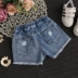 Cô gái quần short denim lỗ mùa hè 5 cô gái 6 thời trang 8 trẻ em quần áo 9 trẻ em lớn 10 Hàn Quốc phiên bản 12 tuổi cũ phần nóng quần Quần jean