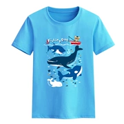 Áo thun trẻ em cá mập Trẻ em tay ngắn cho bé trai hoạt hình cổ tròn nửa tay mùa hè 2018 cotton mới Quần áo trẻ em Hàn Quốc - Áo thun