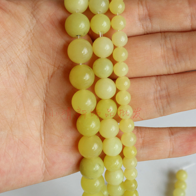 天然无优化柠檬玉圆珠黄玉石散珠diy腰珠佛珠手链半成品材料配件