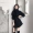 Phiên bản Hàn Quốc của áo khoác len dài nữ mùa thu 2018 mới học sinh đứng cổ áo thắt lưng áo len đen áo khoác nữ